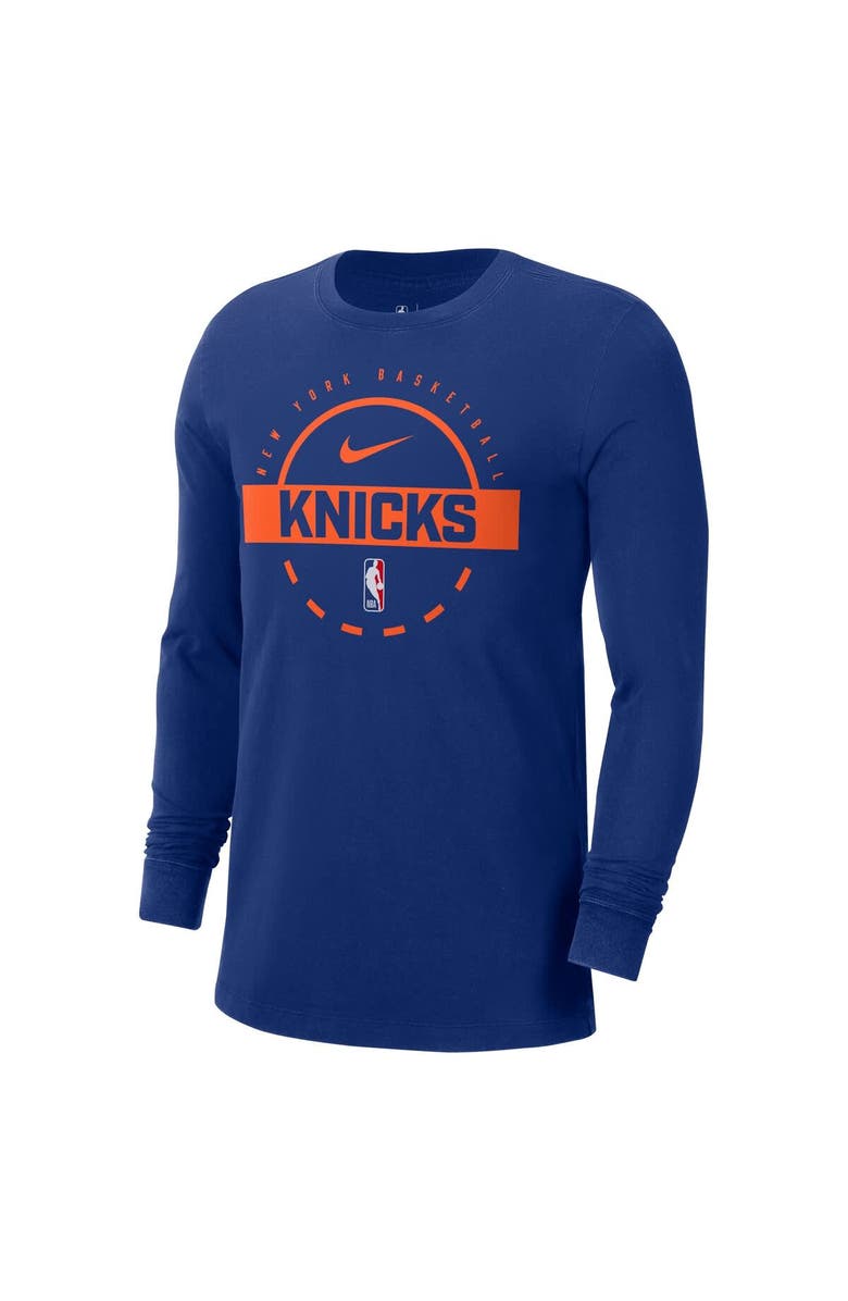 Nike Men's Nike Blue New York Knicks Authentic Long Sleeve Practice T-Shirt, Alternate, color, Blue