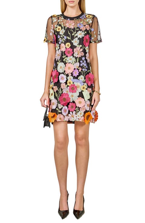 Floral Appliqué Shift Dress