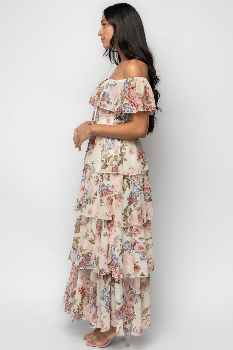Carina Off Shoulder Maxi Dress, Alternate, color, Multi Color