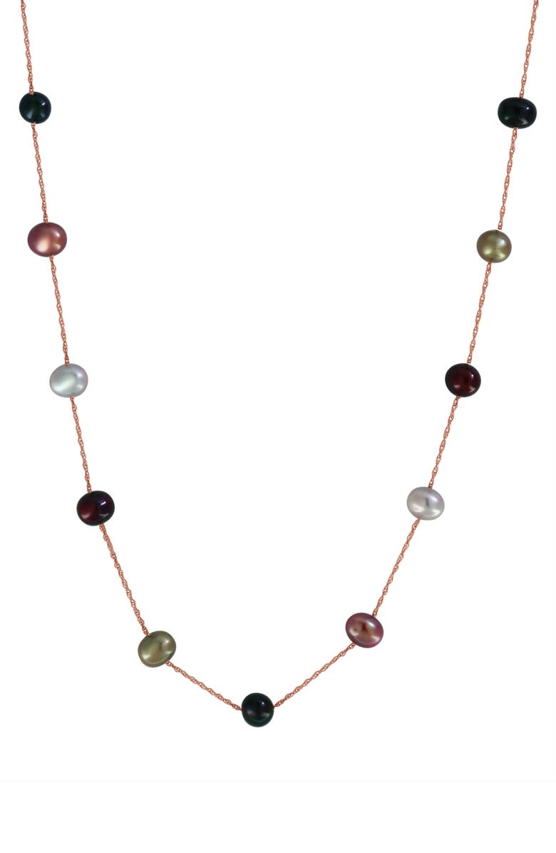 EFFY Multicolor Freshwater Pearl Station Necklace, Main, color, 