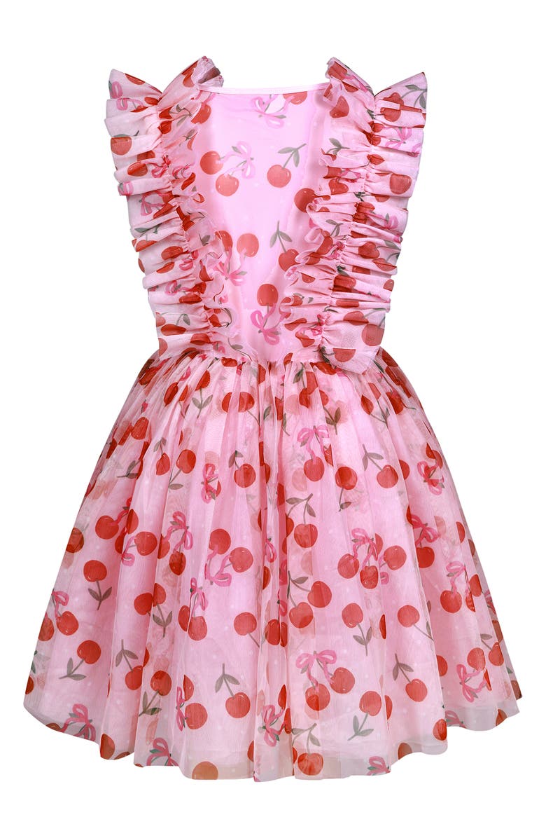 Rock Your Kid Kids' Cherry Print Ruffle Tulle Party Dress, Alternate, color, Cherry Pink