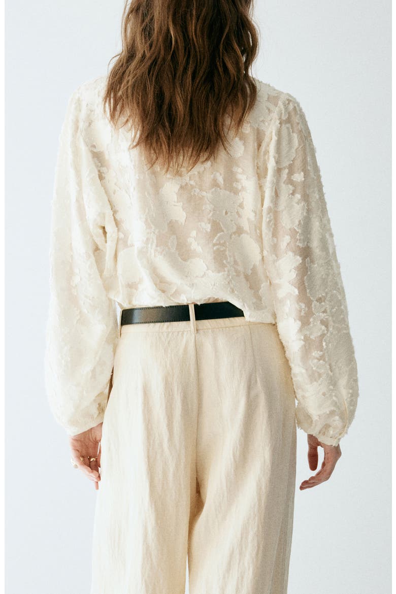 Vivi Tonal Jacquard Top, Alternate, color, OFF WHITE
