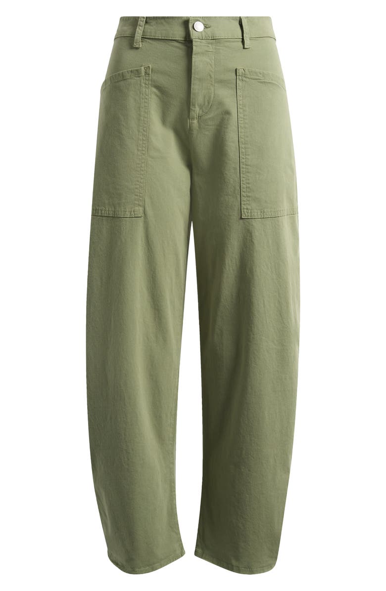 Frank & Eileen Bray Barrel Leg Cotton Twill Pants, Main, color, Olive