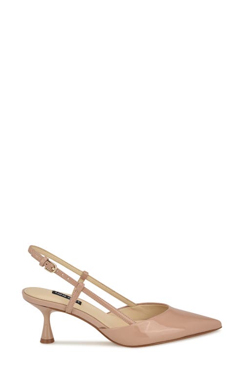 Nine West Rhonda Slingback Pointed Toe Kitten Heel Pump In Light Natural Patent