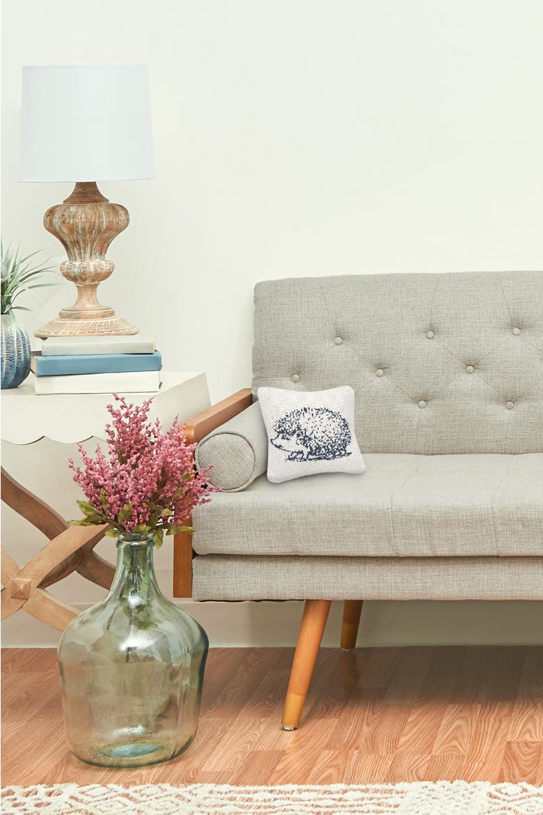 Hedge Hog Knitted Small Petite Throw Pillow, 10" x 10", Alternate, color, White