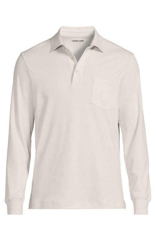 Lands' End Long Sleeve Cotton Supima Polo Shirt With Pocket In White