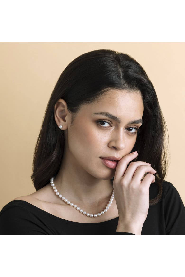 6.5-7.0mm Japanese Akoya Pearl Necklace & Earrings, Alternate, color, White Pearls