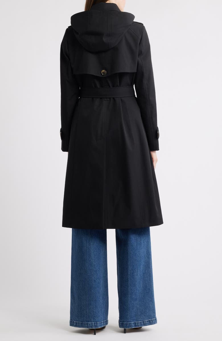 London Fog Heritage Trench Raincoat with Removable Hood, Alternate, color, Black