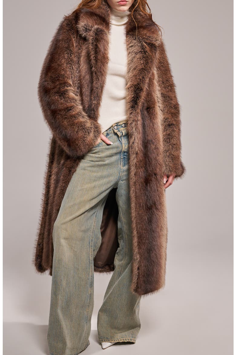 Cersei Faux Fur Jacket, Alternate, color, BROWN