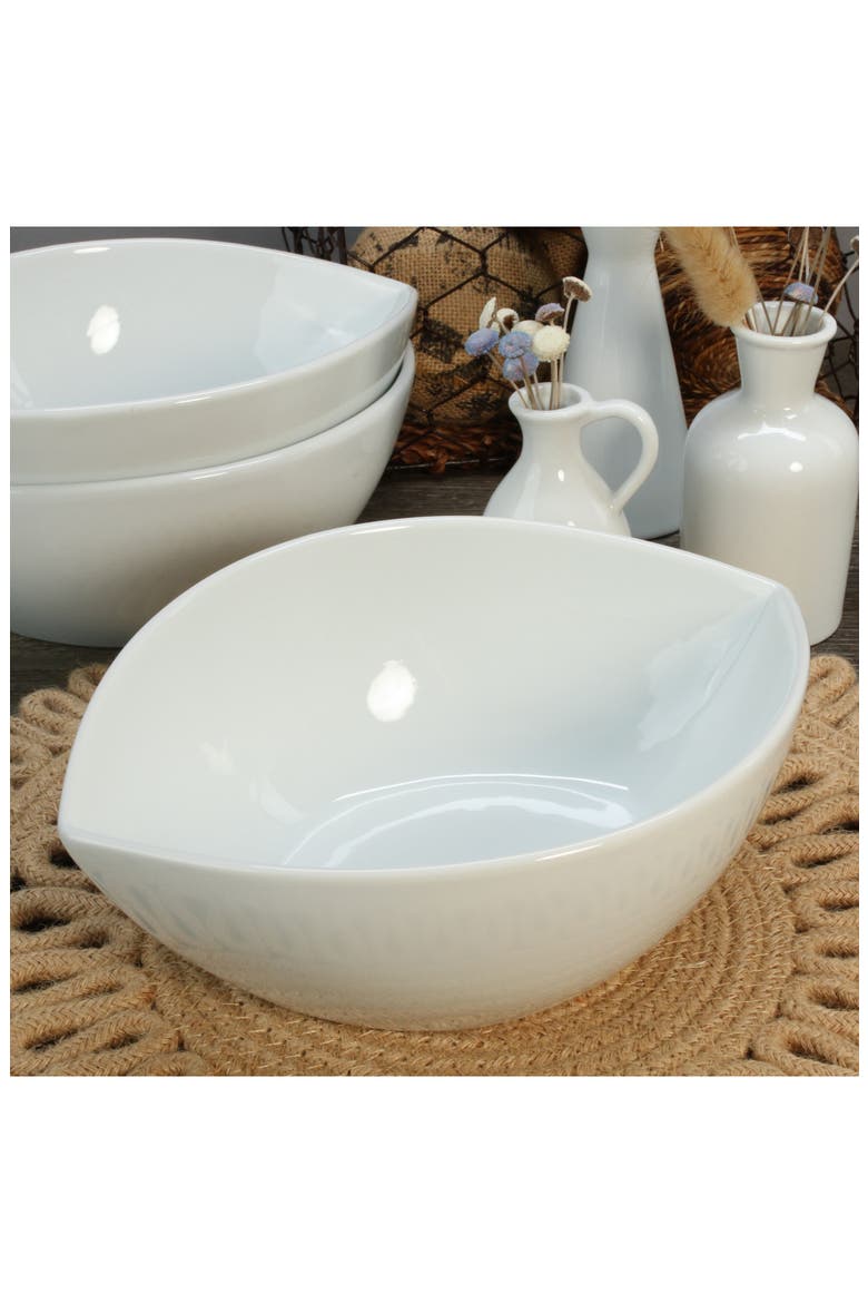 Set of 3 Split Oval Bowls, Alternate, color, WHITE