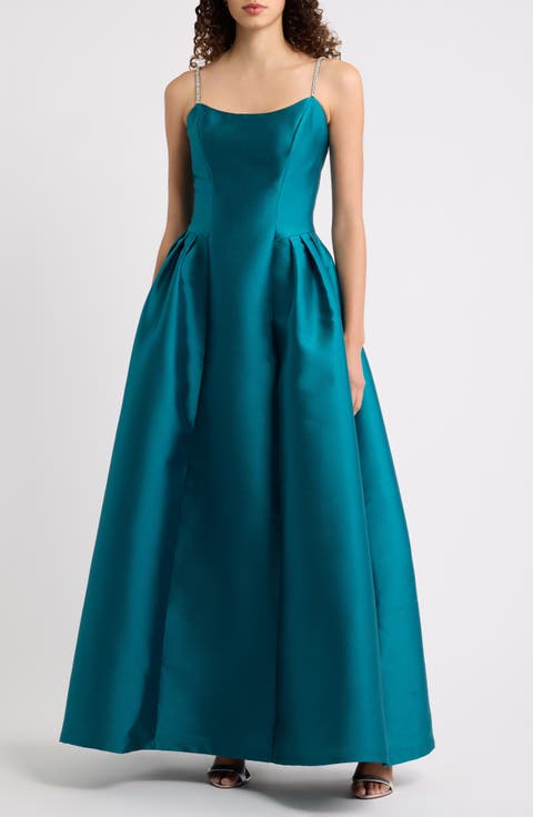 Embellished Strap Drop Waist Ballgown