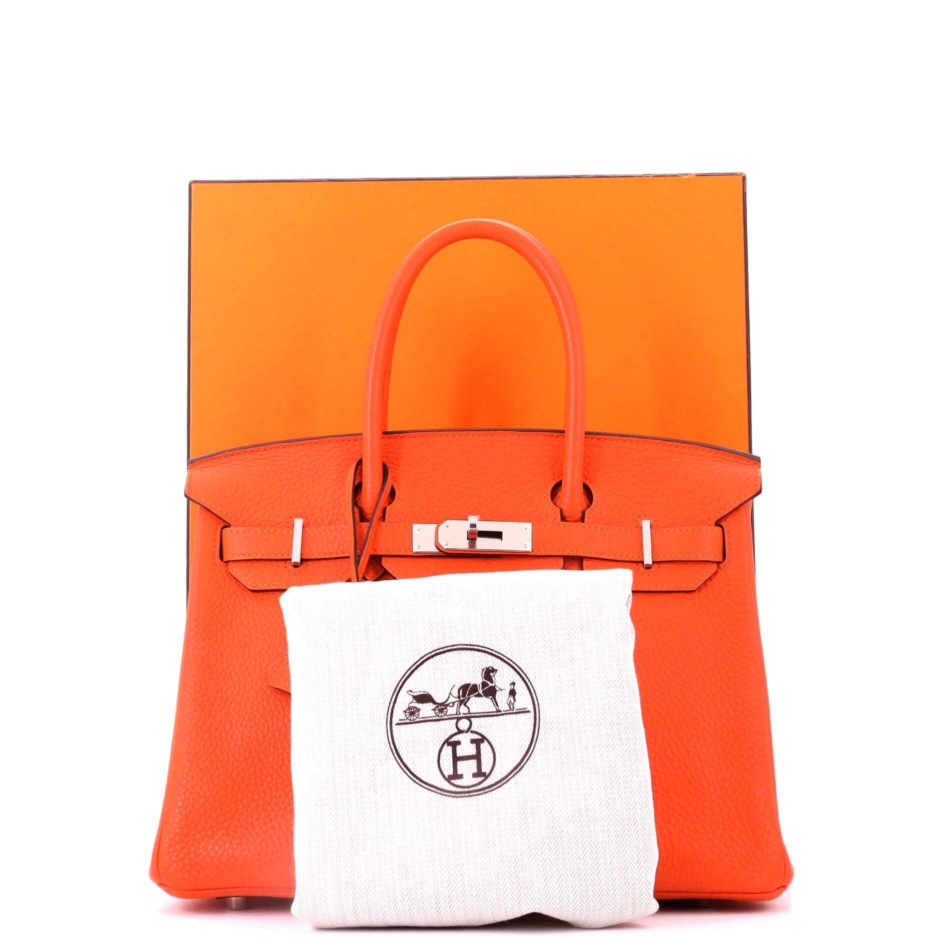 Pre-Owned Hermes Birkin Handbag Orange Clemence with Palladium Hardware 30, Alternate, color, Feu