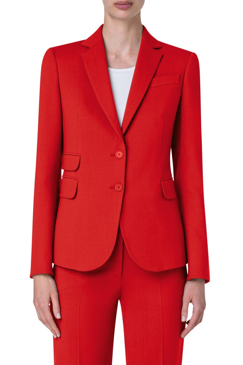 Cool Wool Stretch Crepe Blazer, Main, color, RED