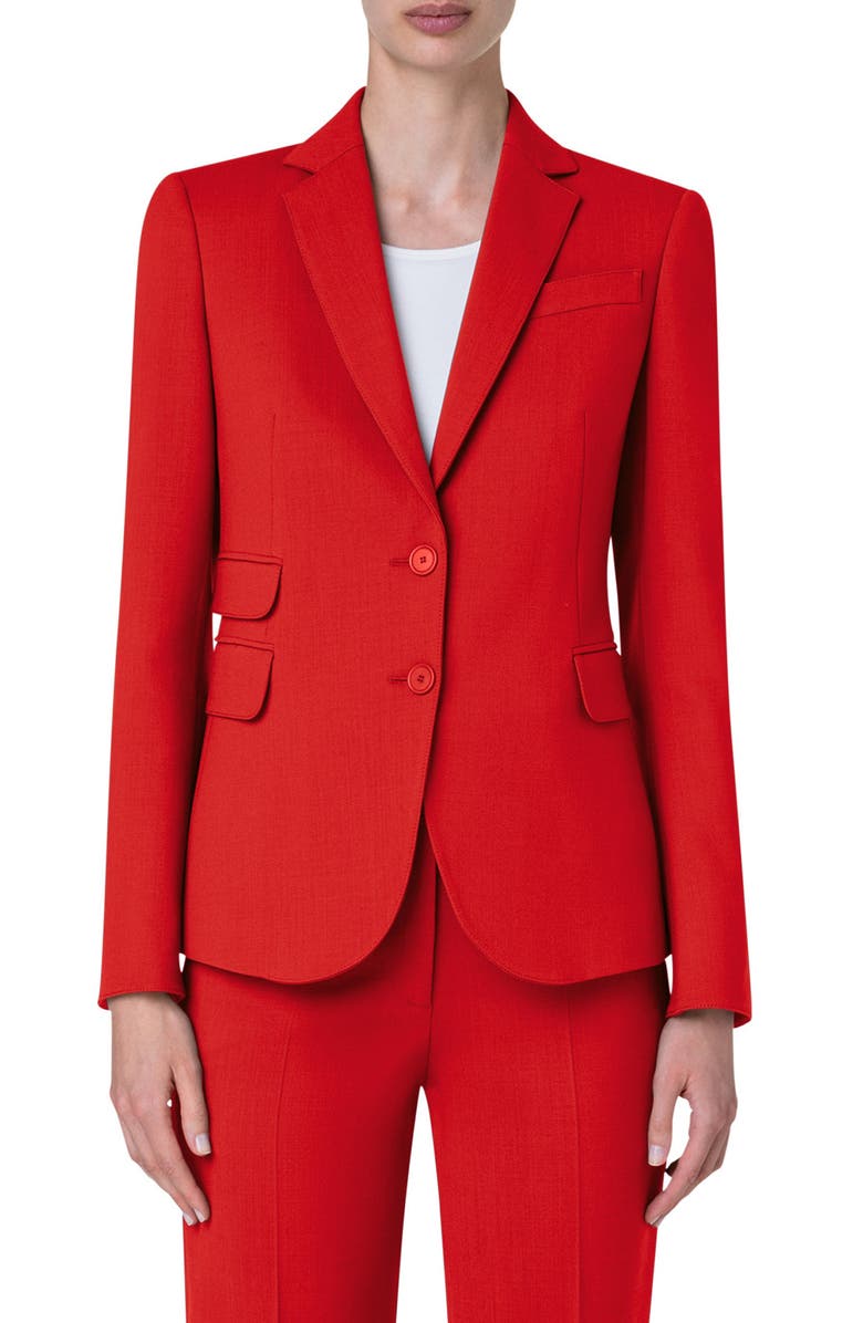 Akris punto Cool Wool Stretch Crepe Blazer, Main, color,