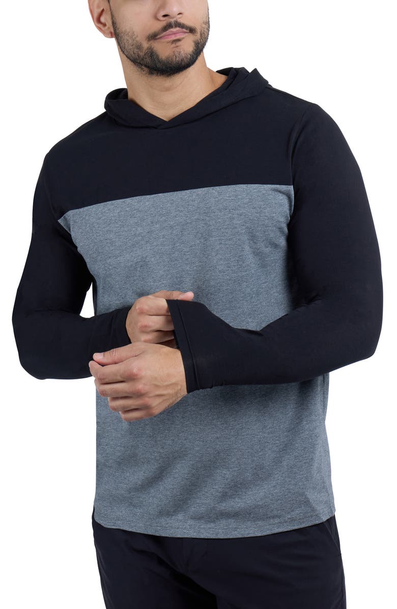 XRAY Colorblock Hooded Sweatshirt, Alternate, color, Black/ Heather Charcoal