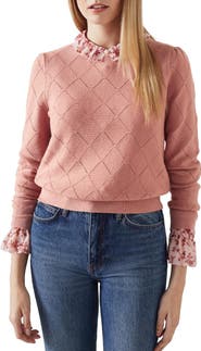 LK Bennett Pointelle Crewneck Sweater