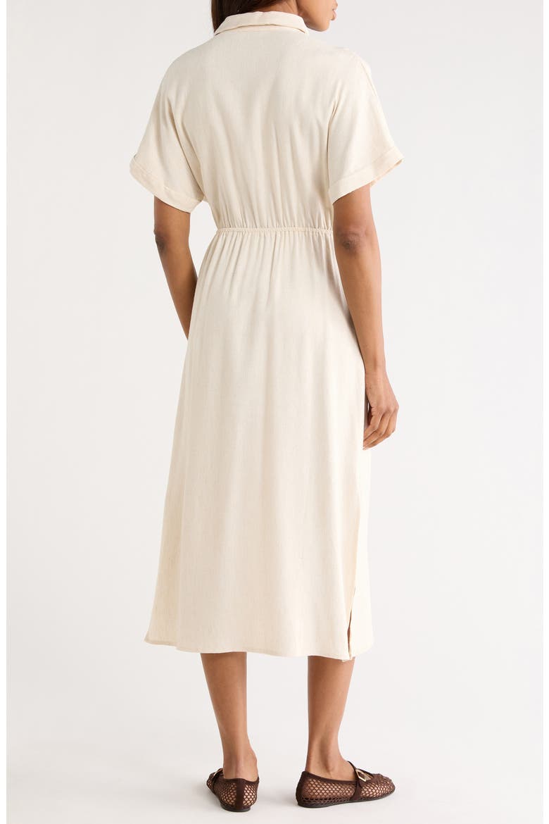 Alienor Short Sleeve Tie Waist Shirtdress, Alternate, color, BEIGE