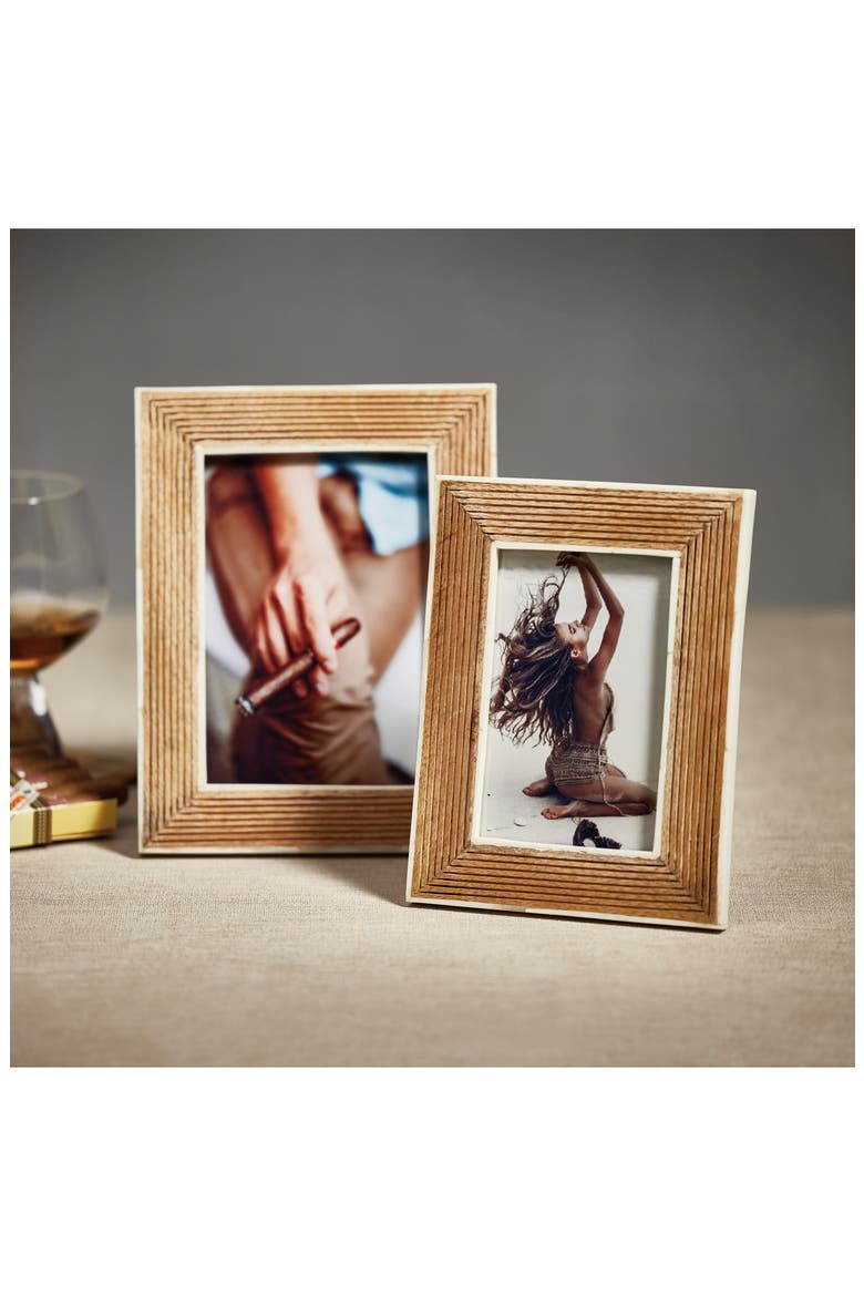 Ribbed Wood Photo Frame, Alternate, color, BROWN/ WHITE