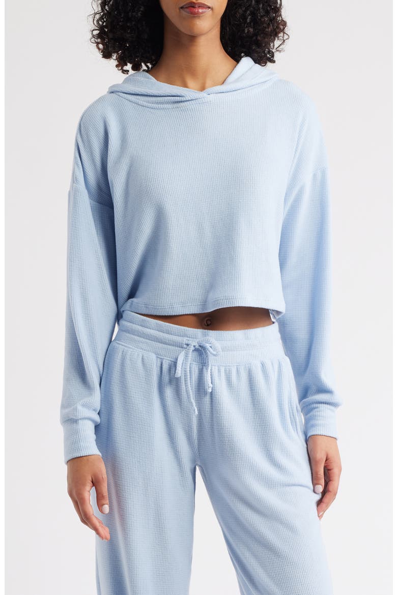 Periwinkle Lily Crop Rib Hoodie, Main, color, PERIWINKLE