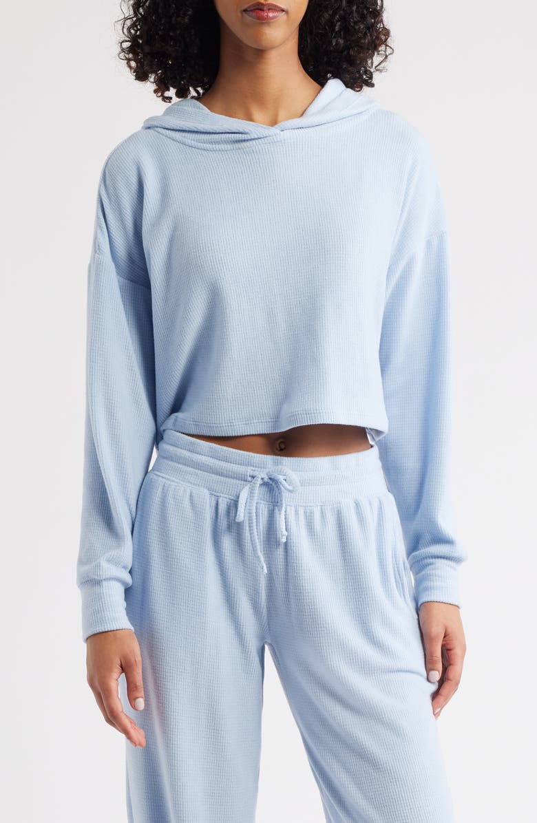 HAPPY CAMP3R Periwinkle Lily Crop Rib Hoodie, Main, color, Periwinkle