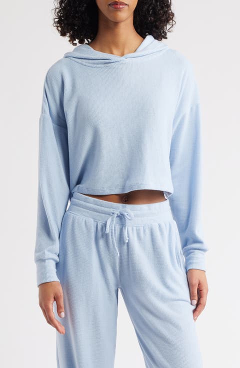 Periwinkle Lily Crop Rib Hoodie