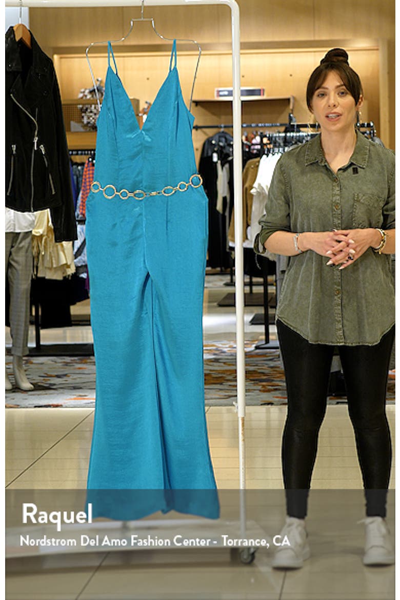Flare Leg Fitted Satin Jumpsuit video