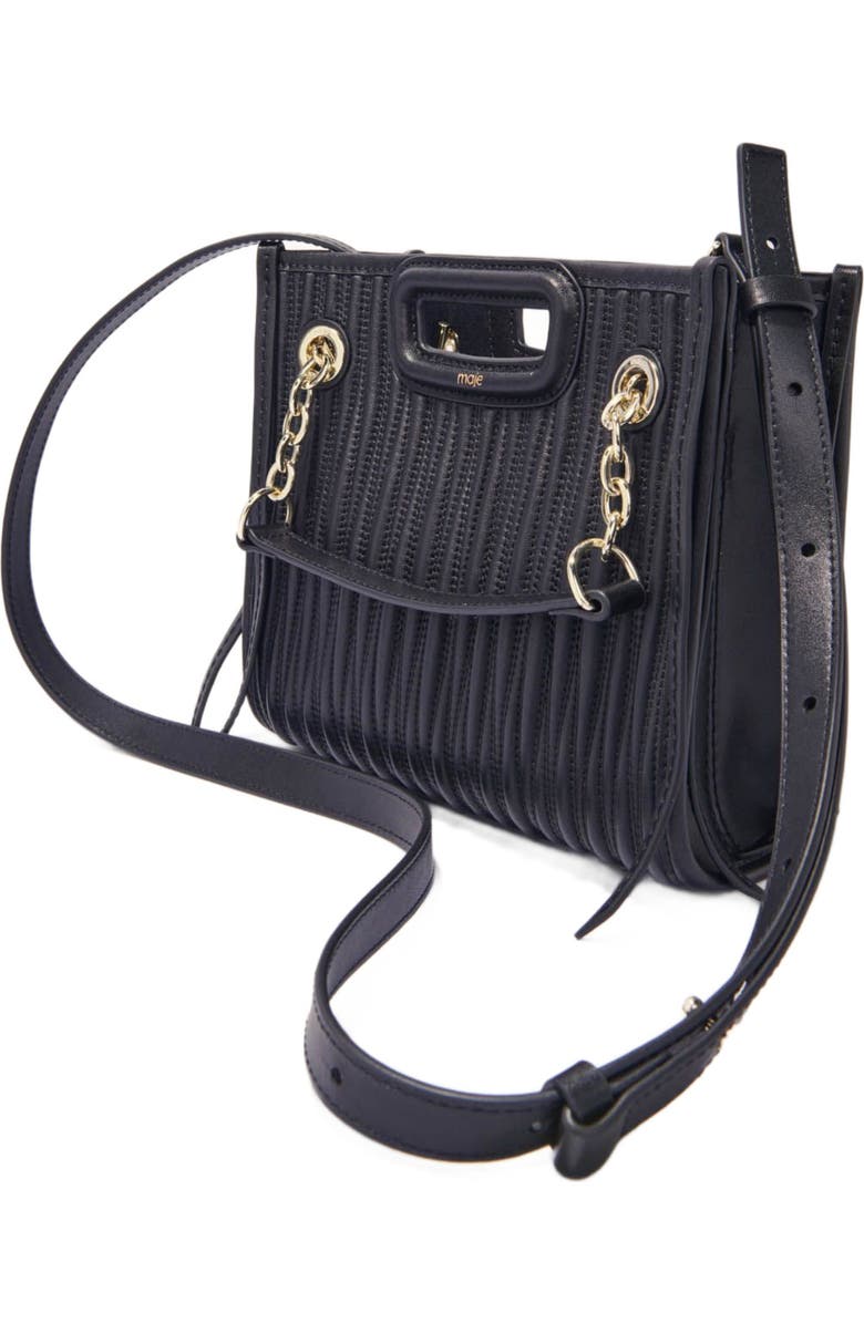 maje Mini quilted leather tote bag, Alternate, color, Black