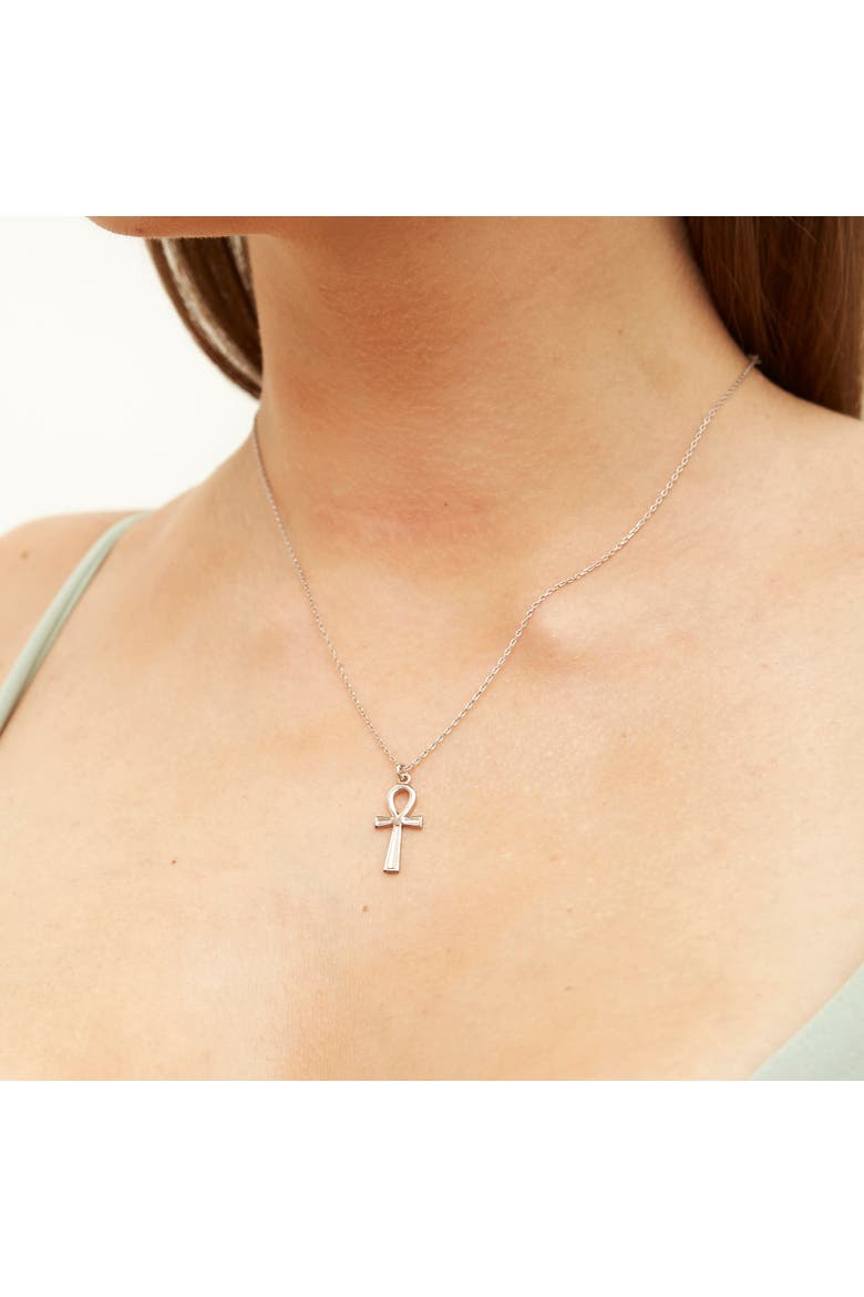 Sterling Silver Egyptian Ankh Necklace, Alternate, color, Silver
