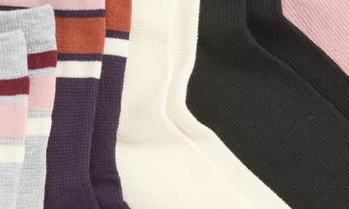 NORDSTROM NORDSTROM ASSORTED 5-PACK WAFFLE CREW SOCKS