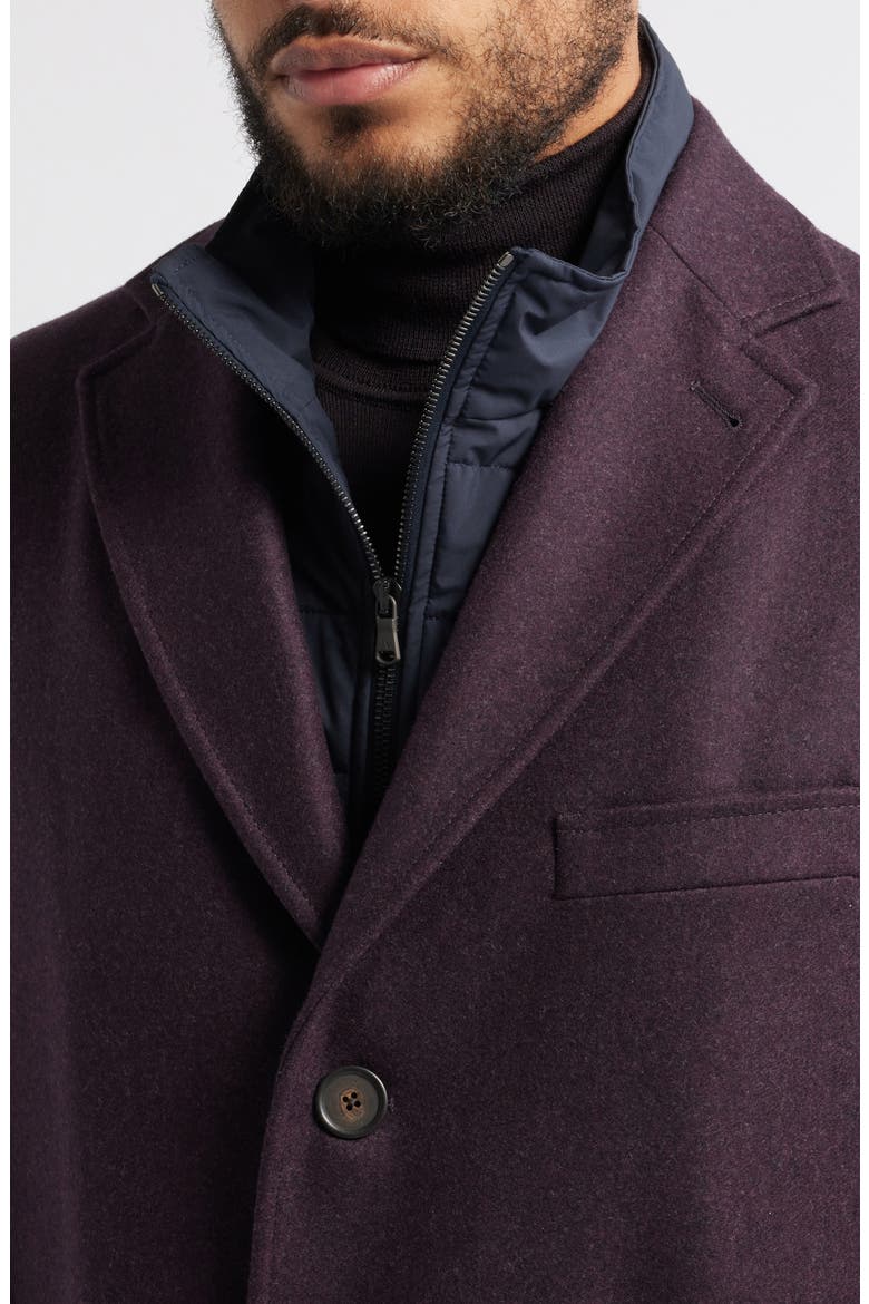 Delroy Wool Topcoat with Removable Bib, Alternate, color, BURGUNDY