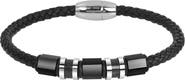 GEOFFREY BEENE Men's Stainless Steel Ornaments Leather Bracelet