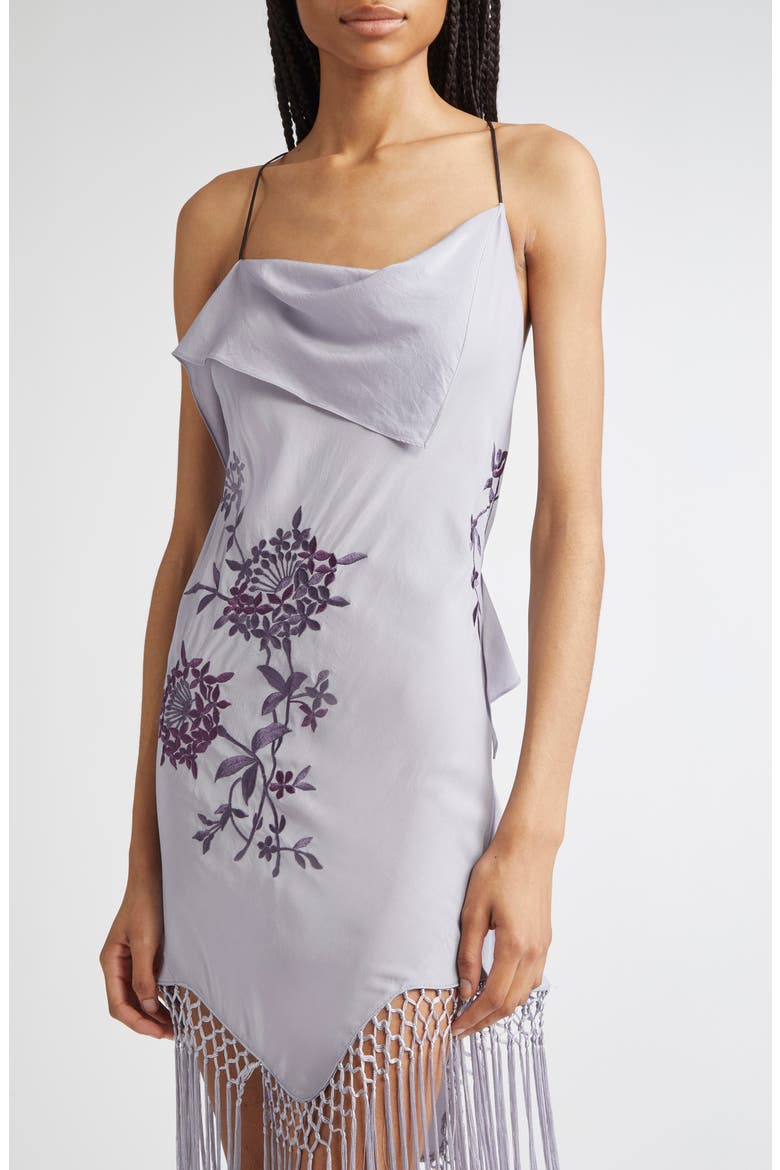 Demi Couture Piano Shawl Embroidered Silk Dress, Alternate, color, PURPLE