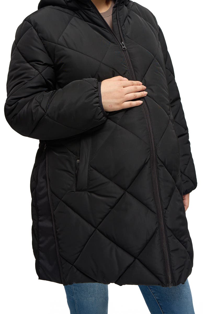 Ingrid & Isabel Longline Puffer with Insert, Alternate, color, Black