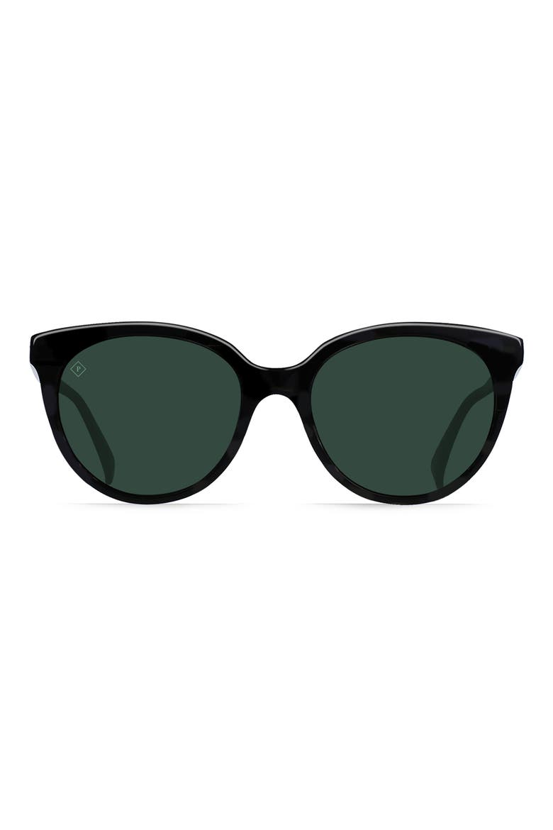 Lily 54mm Cat Eye Sunglasses, Main, color, CRYSTAL BLACK / GREEN POLAR