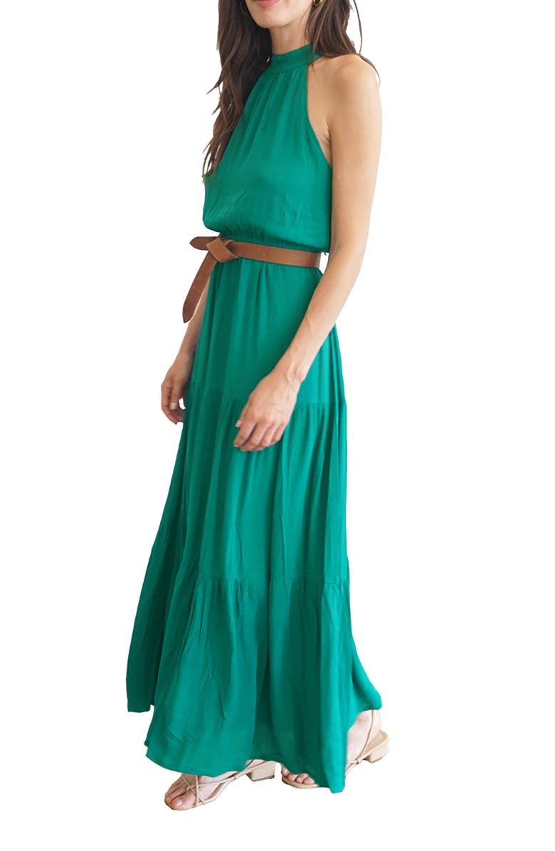 Paneros Clothing Gia Halter Maxi Dress, Alternate, color, Emerald Green