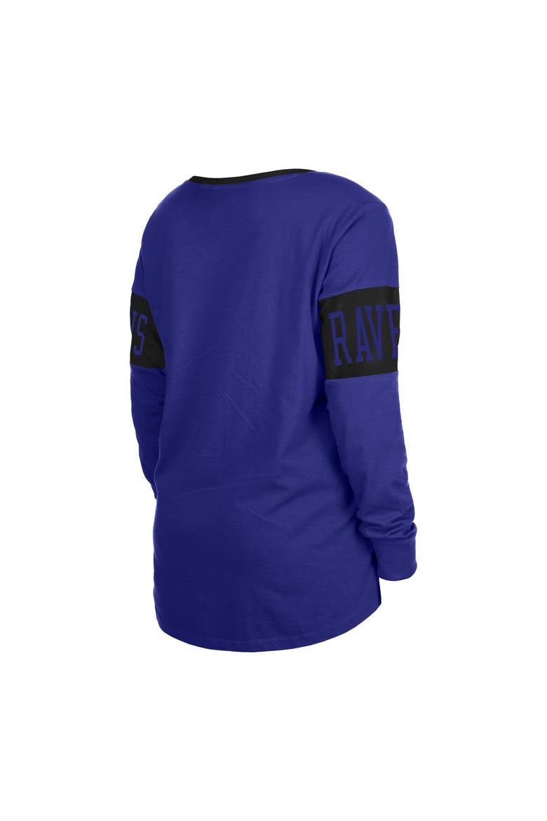 Women's New Era Black Baltimore Ravens Lace-Up Notch Neck Long Sleeve T-Shirt, Alternate, color, Purple