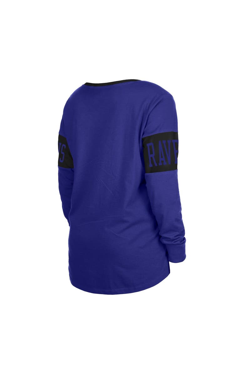 New Era Women's New Era Black Baltimore Ravens Lace-Up Notch Neck Long Sleeve T-Shirt, Alternate, color, Purple