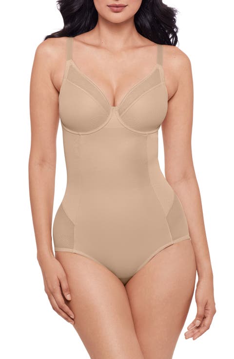Sheer Mesh Trim Underwire Shaping Bodysuit