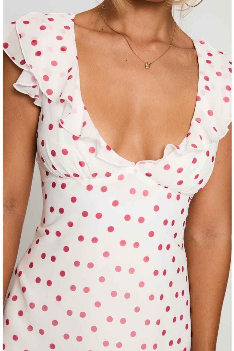 I Guess So Polka Dot Minidress, Alternate, color, WHITE / BURGUNDY