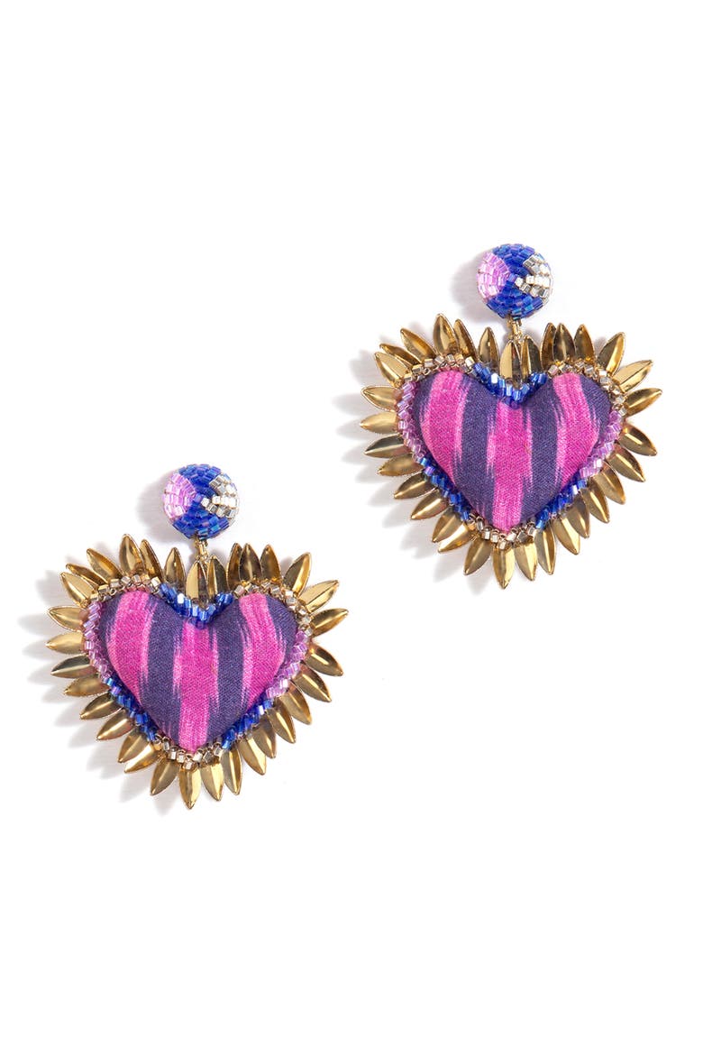 Prisha Heart Drop earrings, Main, color, PLUM