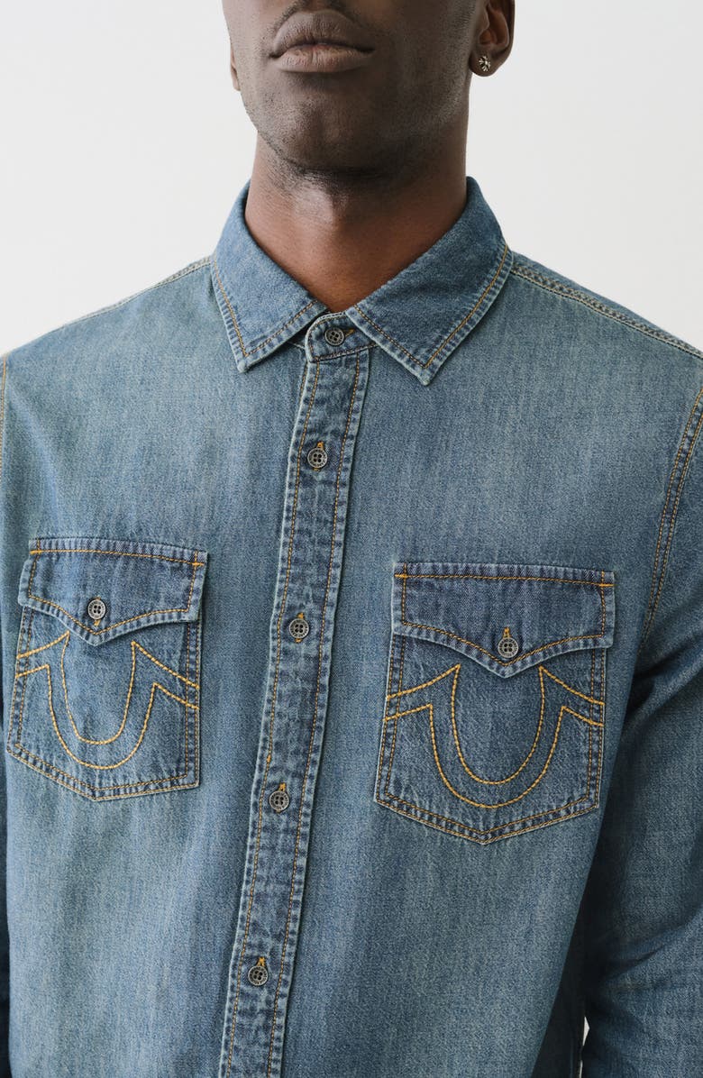 True Religion Chambray Button-Up Shirt, Alternate, color, 
