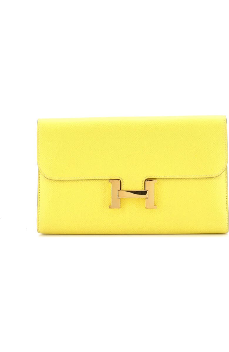 Pre-Owned Hermes Constance Wallet Epsom Long, Main, color, Lime