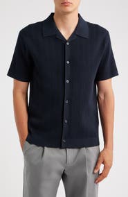 Theory Knit Organic Cotton Button-Up Camp Shirt