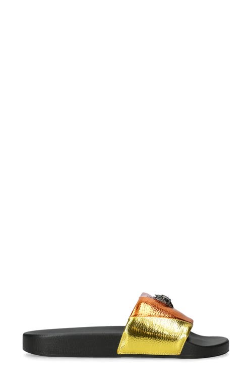 Shop Kurt Geiger London Meena Eagle Slide Sandal In Gold Multi