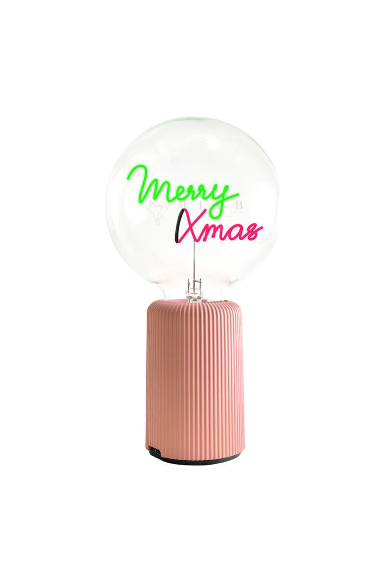 Merry Xmas Portable Table Lamp, Main, color, Pink