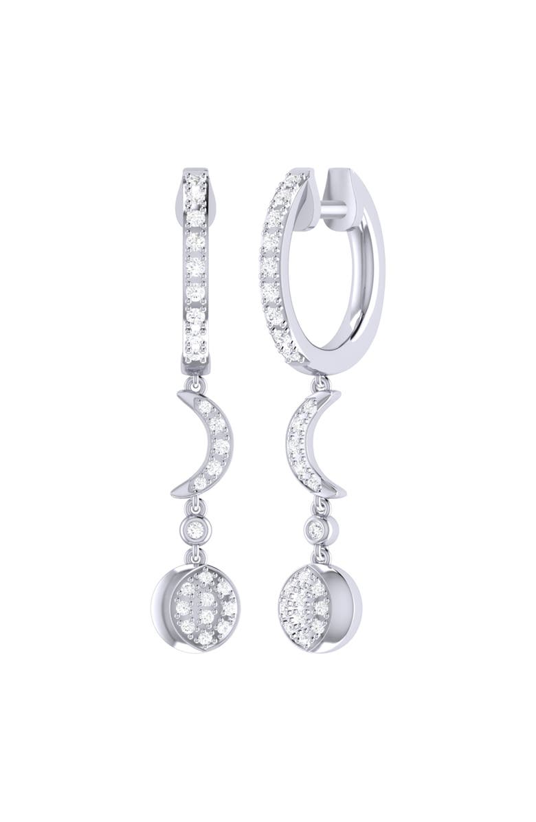 LuvMyJewelry Moonlit Phases Sterling Silver Diamond Hoop Earring, Main, color, 