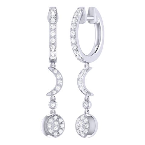 Moonlit Phases Sterling Silver Diamond Hoop Earring