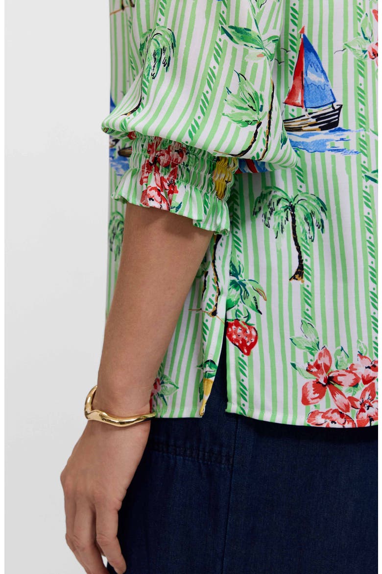Alicia Resort Stripe Popover Top, Alternate, color, GREEN MULTI