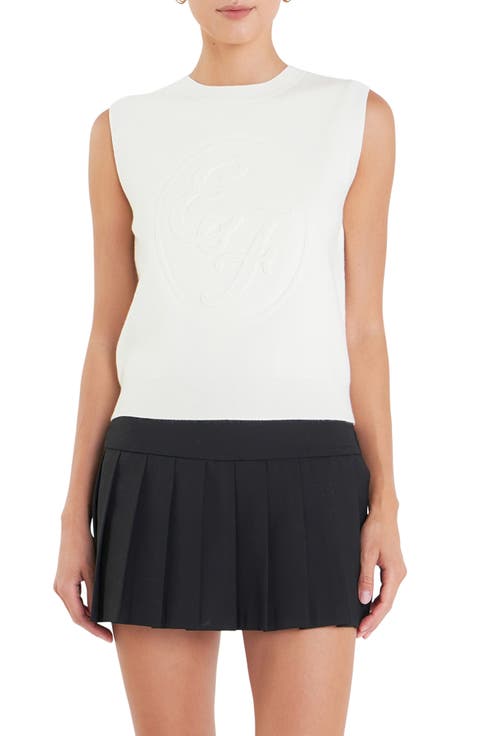 Sports Club Embossed Monogram Sleeveless Sweater Shell