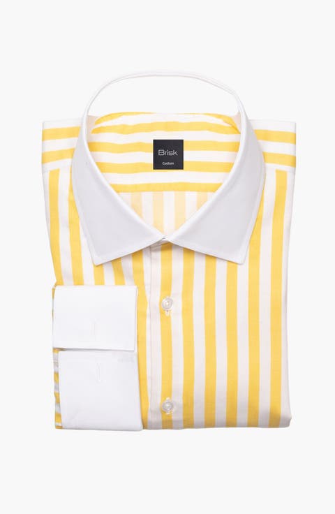 Bold Stripes Pima Cotton Shirt With High Cutaway Classic Collar